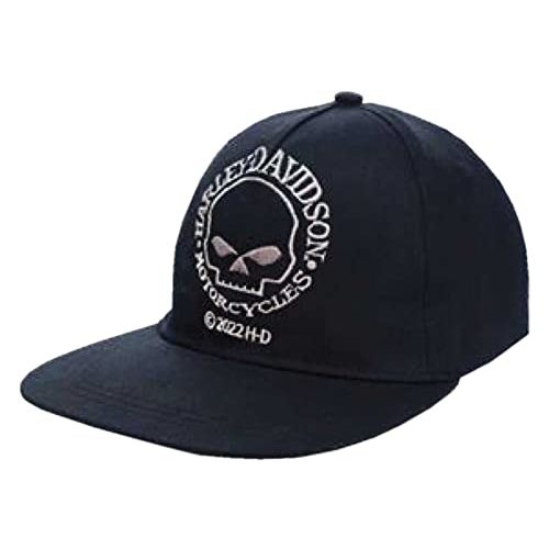 Harley-Davidson Little Boys' Skull Twill Flat Brim Snap Back Toddler Cap - Black