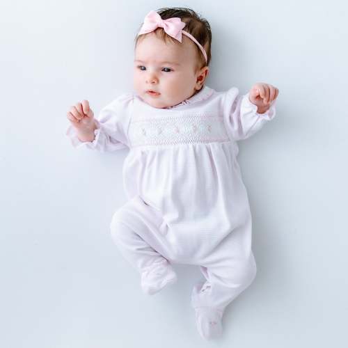 Julia Smocked Footie - Pink