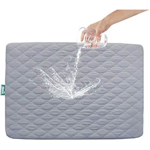Pack and Play Sheets Mattress Pad Protector Fitted Waterproof Playard Mattress Cover, Compatible with Graco Pack n Play & Dream On Me & Pamo Babe, Playpen/Playard Sheet Quilted, Gray, 39" x 27"