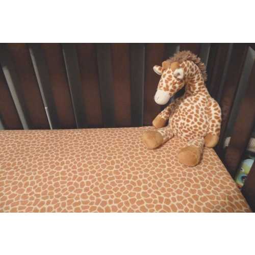 Handmade Giraffe Print Fitted Crib Sheet: Orange or Brown