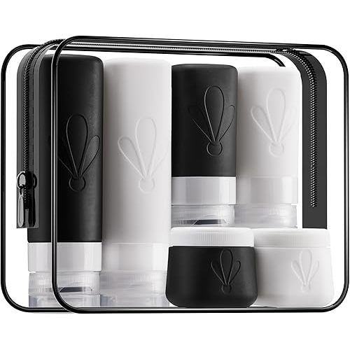 INSFIT Silicone Travel Bottles Set, 6 Pack Travel Size Toiletries, Leakproof Travel Bottles for Toiletries, Travel Accessories for Women, Airplane Travel Essentials, Travel Containers for Toiletries