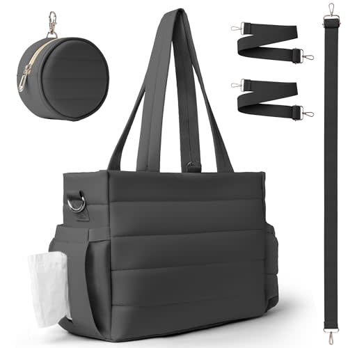 Large Diaper Bag Tote for Women, Crossbody Mommy Bag with Waterproof Bult-in Removable Diaper Bag, Hospital Travel Organizer