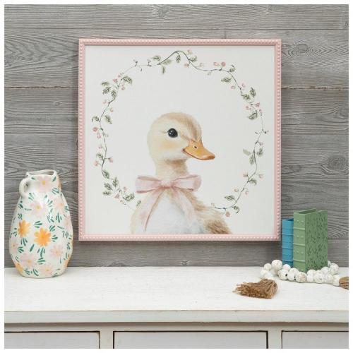 Pink Bow Duckling Wood Wall Decor