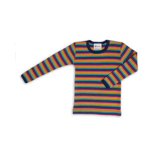 Long sleeve retro striped wool/silk shirt