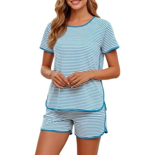 Cotton Pajamas for Women Set Summer Soft Lounge Ses Ladies Pjs Loungewear 2 Piece Sleeping Sleepwear with Pockets