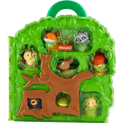 Fisher-Price Little People Toddler Toy Forest Friends Carry Case Playset with Animal Figures for Pretend Play Kids Ages 1+ Years