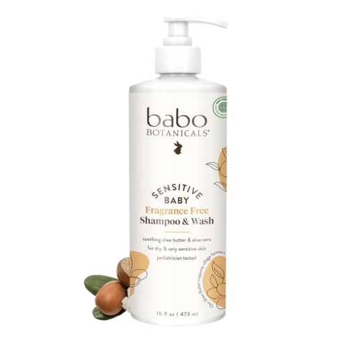 Babo Botanicals Fragrance-Free 2-in-1 Baby Shampoo & Wash - Shea Butter, Calendula & Aloe - EWG Verified, Cruelty-Free, Vegan - Pediatrician Tested - 16 Fl Oz