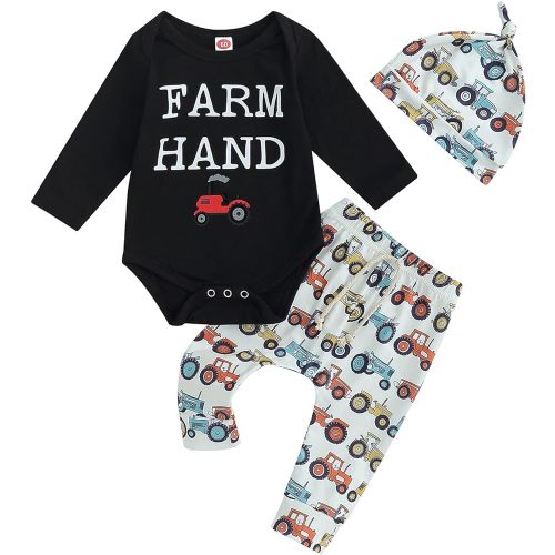 Newborn Baby Boys Long Sleeve Letters Deer Romper Bodysuit Tops Camo Pants with Hat 3 Pcs Outfit Clothes Set