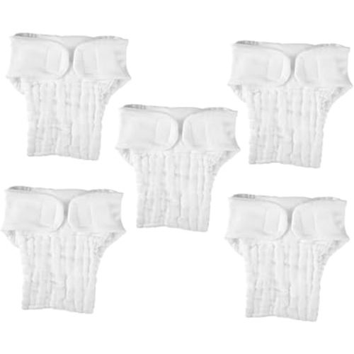 FOMIYES Reusable Cotton Diaper Liners for Newborns Infant Waterproof Cloth Nappy Inserts Breathable Soft White Size s 5pcs Suitable for 0-3 Months