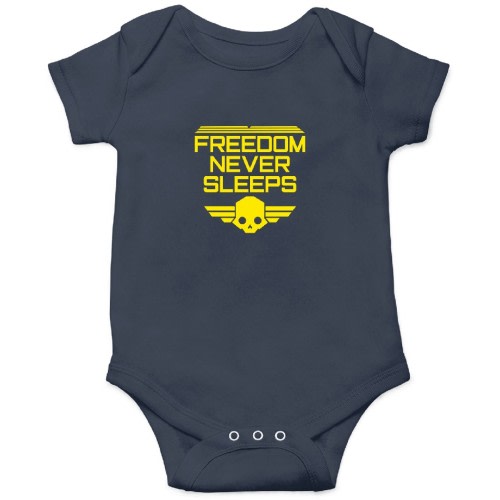 779-Helldivers-2---Freedom-Never-Sleeps T-Shirt Onesies Kids's Short Sleeve Onesie 12M Navy sold by Missn Alize Kovacek PhD | SKU 1232270155 | Printerval