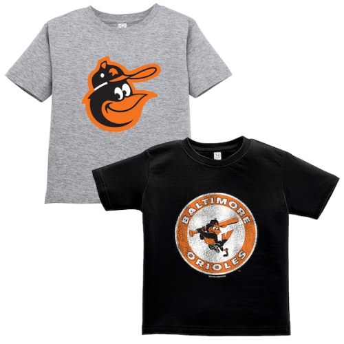 Baltimore Orioles Soft as a Grape Toddler Cooperstown Collection Two-Pack T-Shirt Set - Black/Gray