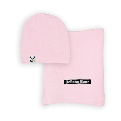 Bellabu Bear Baby Blush Pink Bamboo Swaddle & Beanie Set