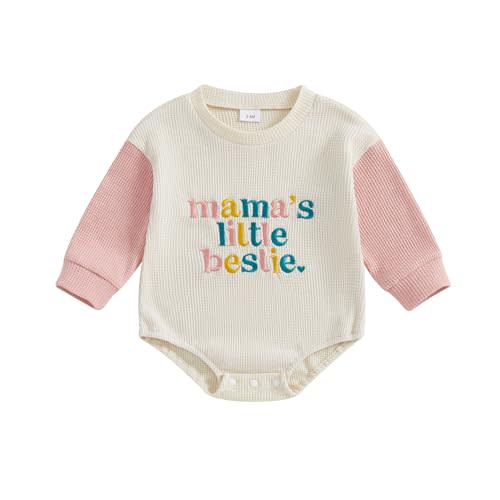 BeQeuewll Fall Toddler Baby Boy Girl Clothes Sister Brother Matching Outfit Letter Print Long Sleeve Sweatshirt Bubble Romper
