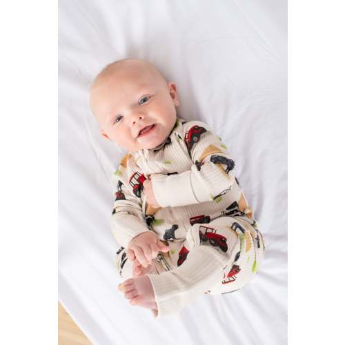 Red Tractor Farm Kid Baby Ribbed Cotton Zippy – American Farm Company
