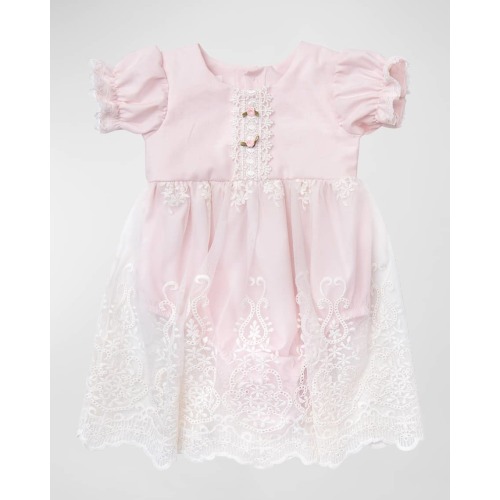 Girl'S Sophia Scalloped Lace Diaper Dress, Size 0M-24M