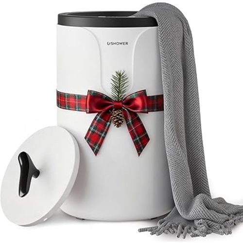 USHOWER Towel Warmers for Bathroom, 20L Large Towel Warmer Bucket for Spa & Massage, Auto Shut-Off Towel Heater Fits Two 40"x70" Oversized Towels, Blankets, Bathrobes, PJ's