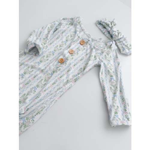 Marlowe Floral Knotted Gown Set – Gray Children's Boutique