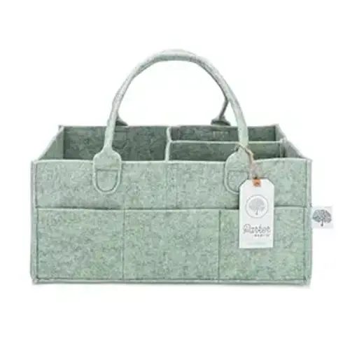 Parker Baby Diaper Caddy - Nursery Storage Bin and Car Organizer for Diapers and Baby Wipes - Sage Green, Large