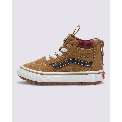 Toddler Sk8-Hi Zip Insulated Shoe in Plaid Brown / Black | Vans