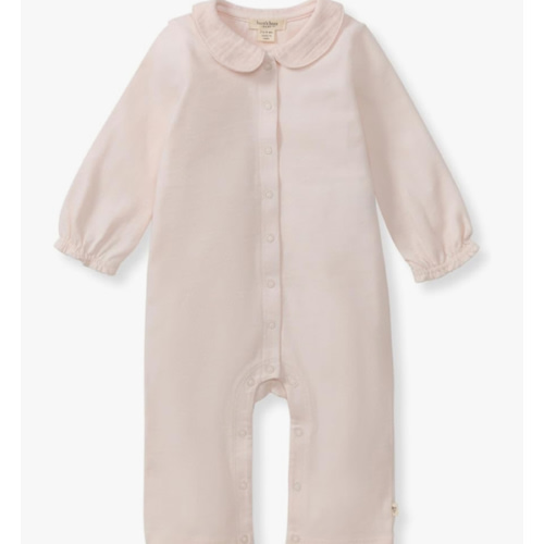 Burt's Bees Baby Girls Long Sleeve Jumpsuit with Collar, 100% Organic Cotton Romper One-Piece Outfit Coverall