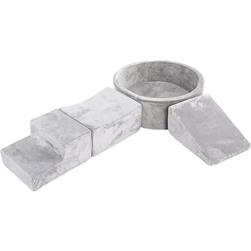 Tiita Climbing Toys for Toddlers 1-3 Indoor with Ball Pit, 4-Piece Kids Foam Climbing Blocks, Activity Soft Play Climbing for Baby, Grey, Balls not Included