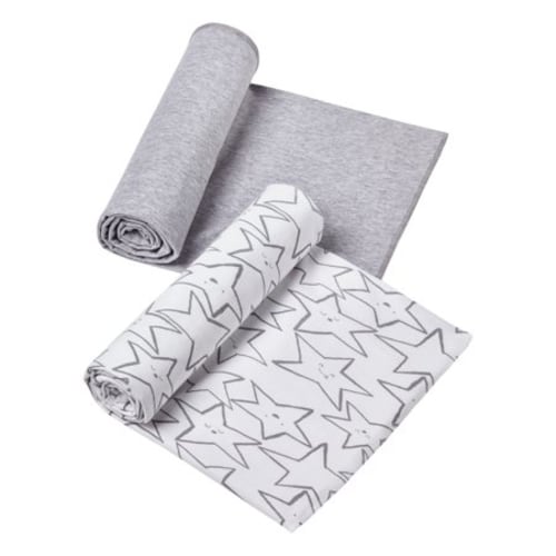 Little Star Organics 100% Pure Organic Cotton Swaddle Blanket - Gray, Little Dreamer, 2