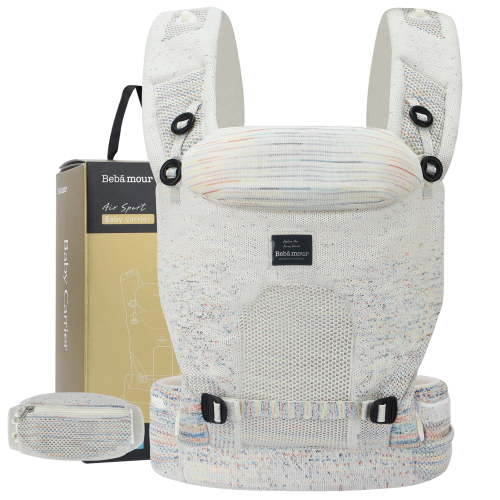 Bebamour Knit Baby Carrier Lightweight Baby Wrap Carrier 3-in-1 Baby Carrier Front and Back Carry (White)