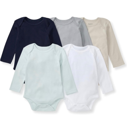 Burt's Bees Baby Bodysuits, Short Sleeve and Long Sleeve One-Pieces, 100% Organic Cotton, Pack of 5