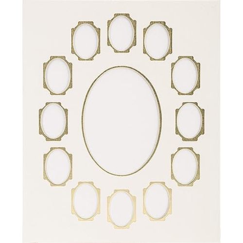 Photo Mat 11inX14in Double W/Multiple Openings-Ivory W/Gold