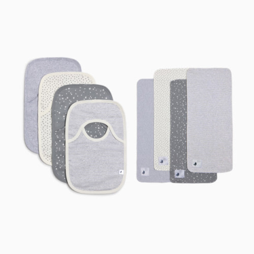 Organic Lap Bib & Burp Cloth Bundle - Grey