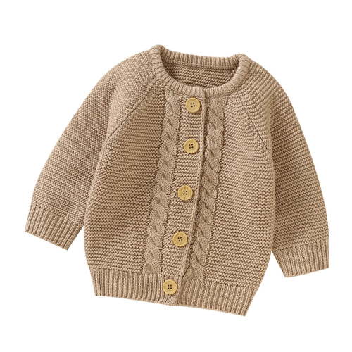 Splozh Sweatshirt Cardigan Newborn Baby Girl Boy Cute Long Sleeve Button Up Cardigan Toddler Knit Sweater Infant Fall Winter Clothes Coffee,12-18 Months
