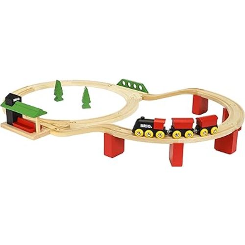 BRIO World 33424 - Classic Deluxe Railway Set - 25 Piece Wood Train Set with Accessories and Wooden Tracks for Kids Ages 2 and Up