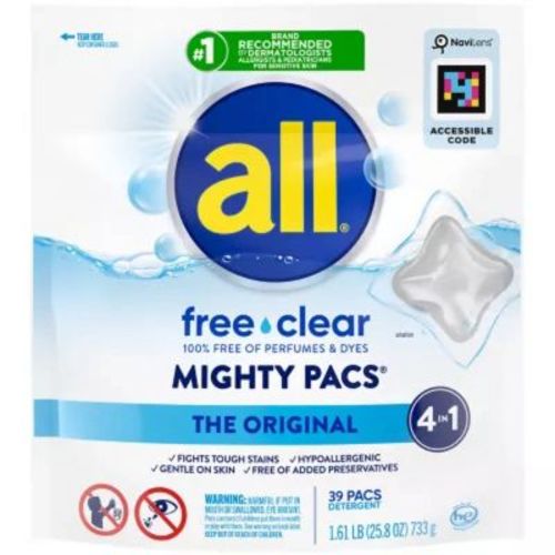 All Unscented Mighty Pacs Free Clear HE Laundry Detergent Pods