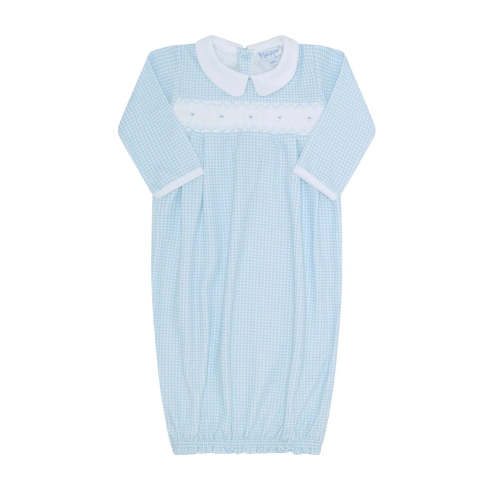Blue Gingham Smocked Gown