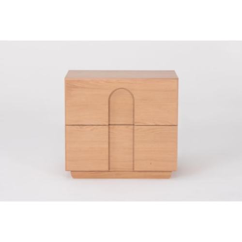 Catania Natural Wood 2-Drawer Nightstand With USB | Oak