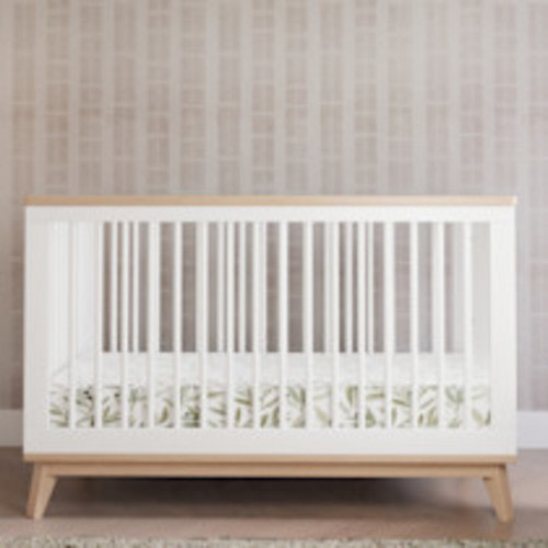 babyletto Scoot 3-in-1 Convertible Crib with Toddler Bed Conversion Kit - White/Washed Natural