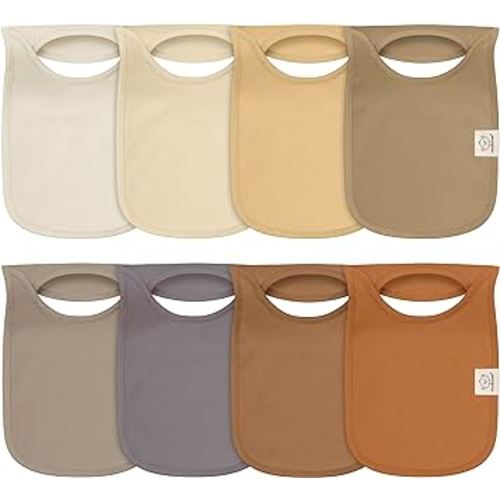 8-Pack Baby Bibs for Boys, Girls - Pullover Bibs for Drooling Teething Baby Girl & Boy Toddler, Newborn, Soft & Absorbent, Cute Colors, Large Torso Coverage Keep Infant Clean & Dry(Terracotta)