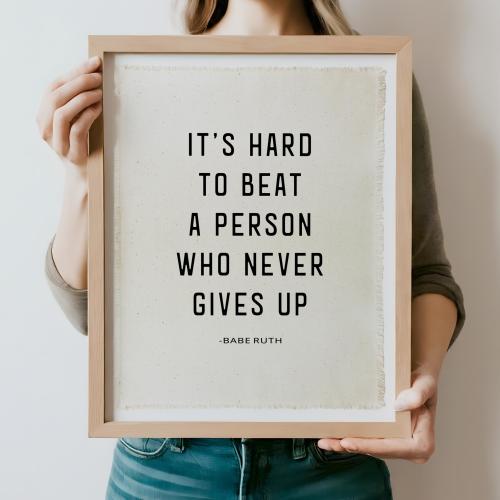 Babe Ruth Quote Canvas Banner – Vintage Baseball Wall Art, Kids Nursery Sports Decor, Rustic Cotton Tapestry, Frayed Edges