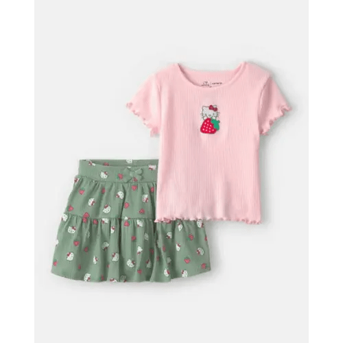 Baby Girl 2-Piece Hello Kitty® Top & Skort Set - Pink/Green | Carter's