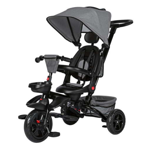 AILEEKISS Foldable Kids Tricycle Stroller, 7-in-1 Toddler Bicycle Unisex Ride Trike 1-5 Years, Grey