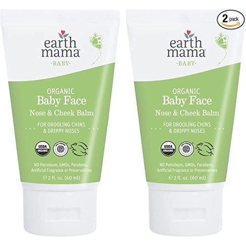 Earth Mama Organic Baby Face Nose & Cheek Balm for Dry Skin Natural Petroleum Jelly Alternative, 2-Fluid Ounce (2-Pack) - 2 Fl Oz (Pack of 2)