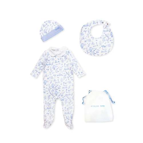 3-Piece Newborn Set - Toile de Jouy / Blue