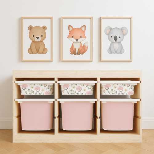 Botanical Floral Vinyl Stickers for IKEA Trofast Bins - Peel & Stick Decals