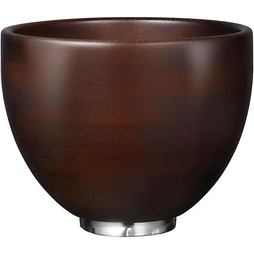 ULTICOR Premium Walnut Wood Mixing Bowl Compatible with KitchenAid 4.5 & 5 QT Tilt-Head Models – Natural True Walnut Wooden Bowl with Stainless Steel Locking Base | 5QT