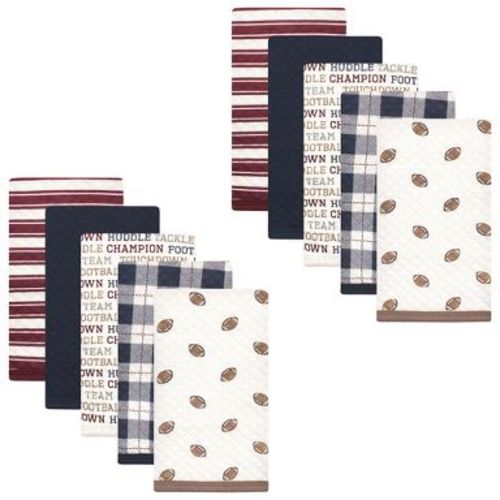 Hudson Baby Infant Boy Quilted Burp Cloths 10pk, Football, One Size