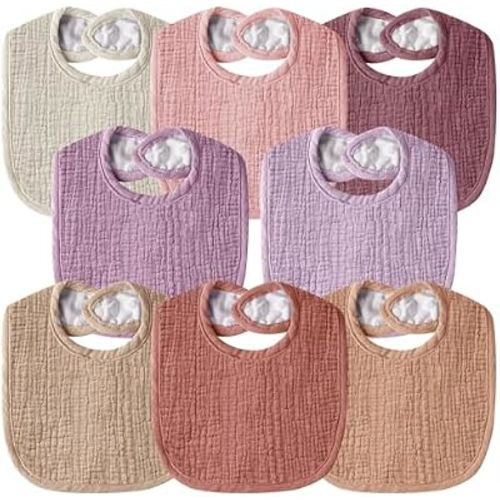 Muslin Baby Bibs for Unisex Boys Girls, Cotton Drool Bibs, Adjustable Newborn Bibs for Drooling and Teething