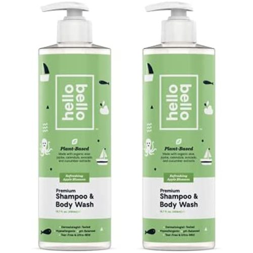 Hello Bello Baby Shampoo & Body Wash - Tear-Free, Hypoallergenic, Dermatologist & Pediatrician Tested - Thoughtful Ingredients - Apple Blossom, 16.7 Fl Oz (Pack of 2)