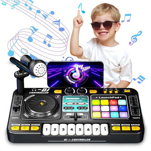 Sunforu DJ Toy Set for Kids, Toddler Musical DJ Party Mixer Toys with Lights Sounds & Bluetooth-enabled, Multi-functional Musical Instrument, Best Gift for Ages 4+