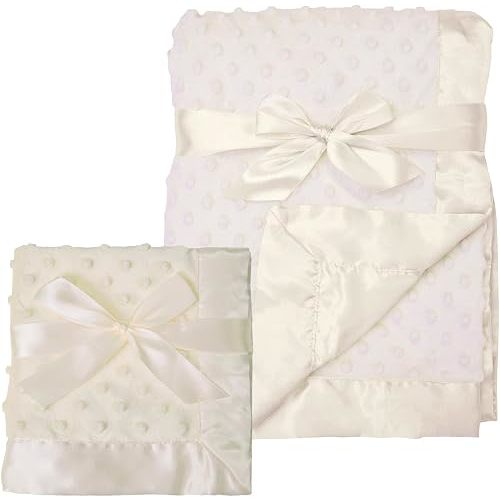 American Baby Company Heavenly Soft Chenille Blanket Set, Receiving Blanket (30" x 40") & Security Blanket (14" x 14"), Warm and Cozy, Cream, for Boys and Girls