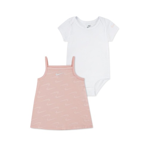 Swoosh Motion Cotton Bodysuit & Dress Set, 12M